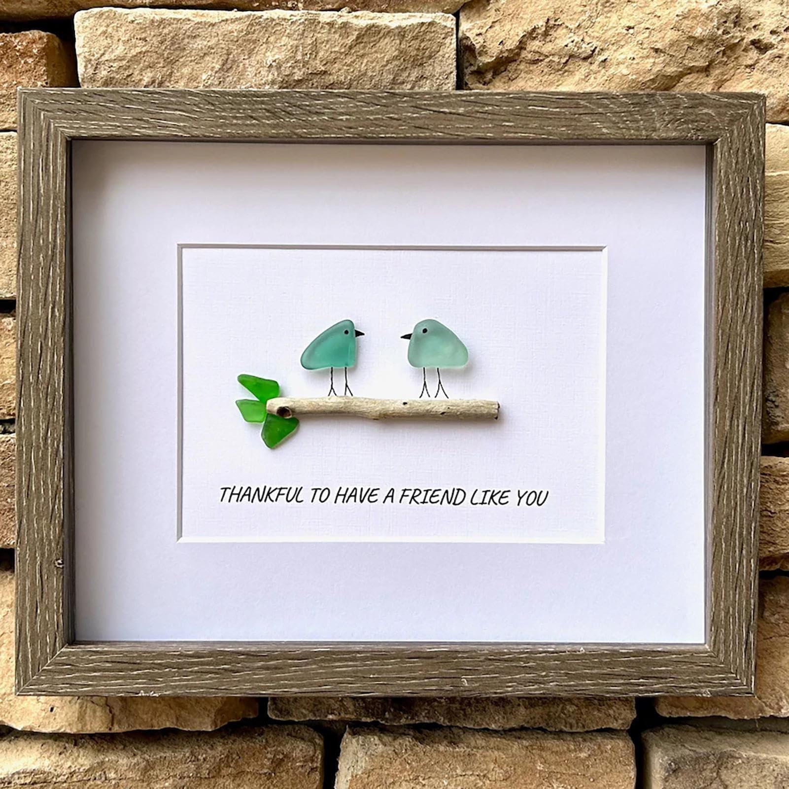 雲の上の出逢い　シーグラス／天然石／フレームアート／鳥 雲の上の出逢い シーグラス／天然石／フレームアート／鳥